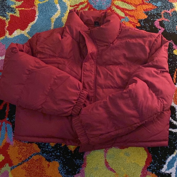 SHEIN Jackets & Blazers - Burgundy puffer jacket